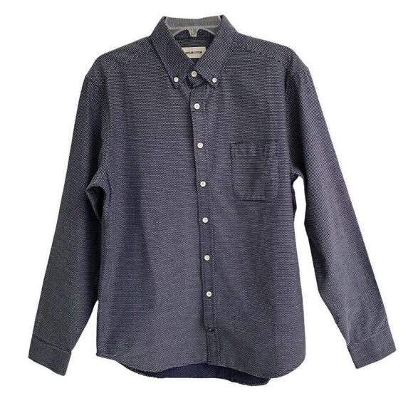 Taylor Stitch Jack in Reverse Jacquard Button Down Shirt Navy Blue Men's XS & M
